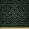 Ambesonne Dark Grey Fabric by The Yard, Black Damask and Floral Elements Oriental Antique Ornament Vintage, Decorative Satin Fabric for Home Textiles and Crafts, 1 Yards, Black Grey